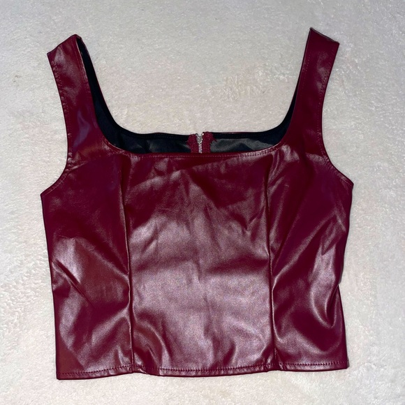 Vintage Faux Leather Bustier Crop Top - Picture 1 of 5